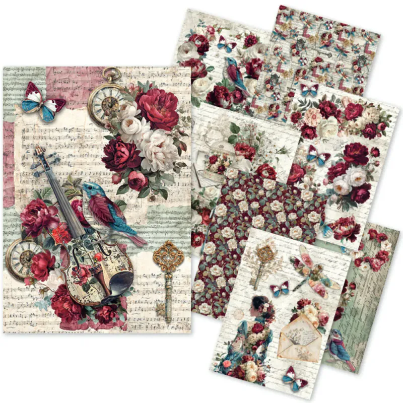 Ciao Bella – Bohemian Burgundy A5 Mixed Media Rice Paper (8 ark)