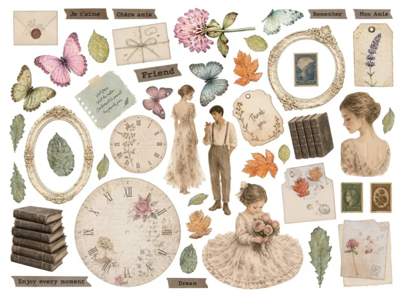 Stamperia Flowers and Poems – Die Cuts / Utstansede papirdekorasjoner – DFLDC144
