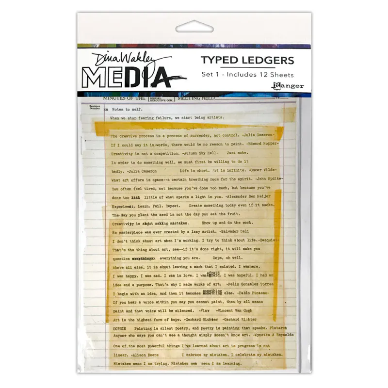 Dina Wakley MEdia – Typed Ledgers Set 1 (12 ark)