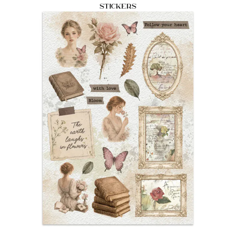 Stamperia – Flowers and Poems Junk Journal – Stickers, Backgrounds & Cut Outs