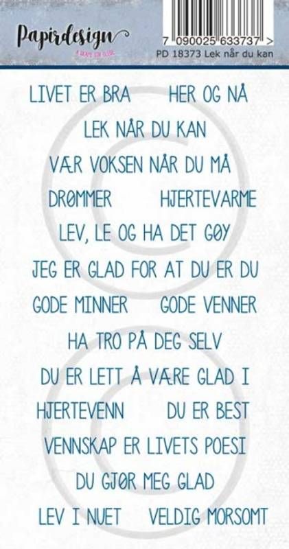 Papirdesign – Lek når du kan (Klistremerkeord)