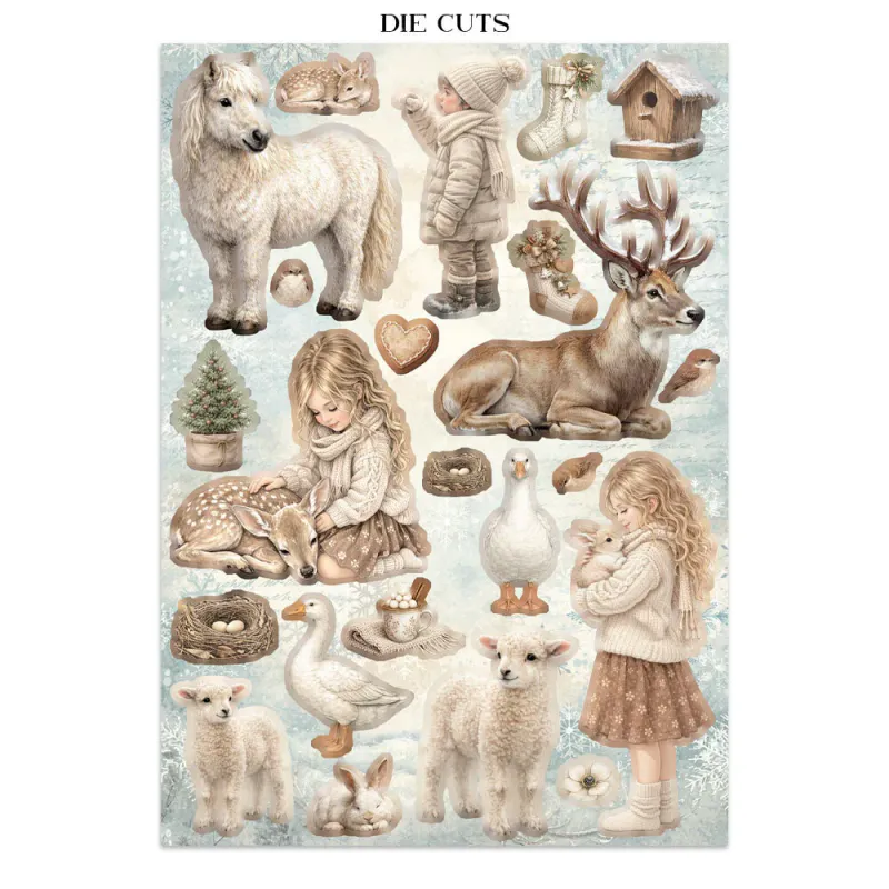 Stamperia – White Christmas Junk Journal – Stickers, Backgrounds & Cut Outs