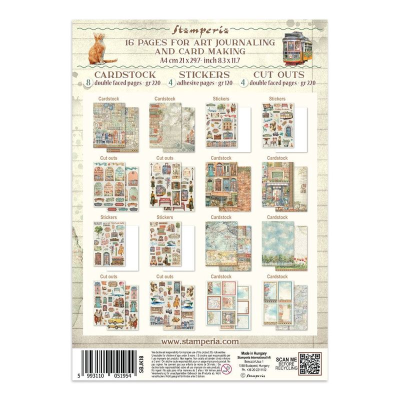 Stamperia Art Of Traveling Junk Journal Stickers, Cut-outs, Background