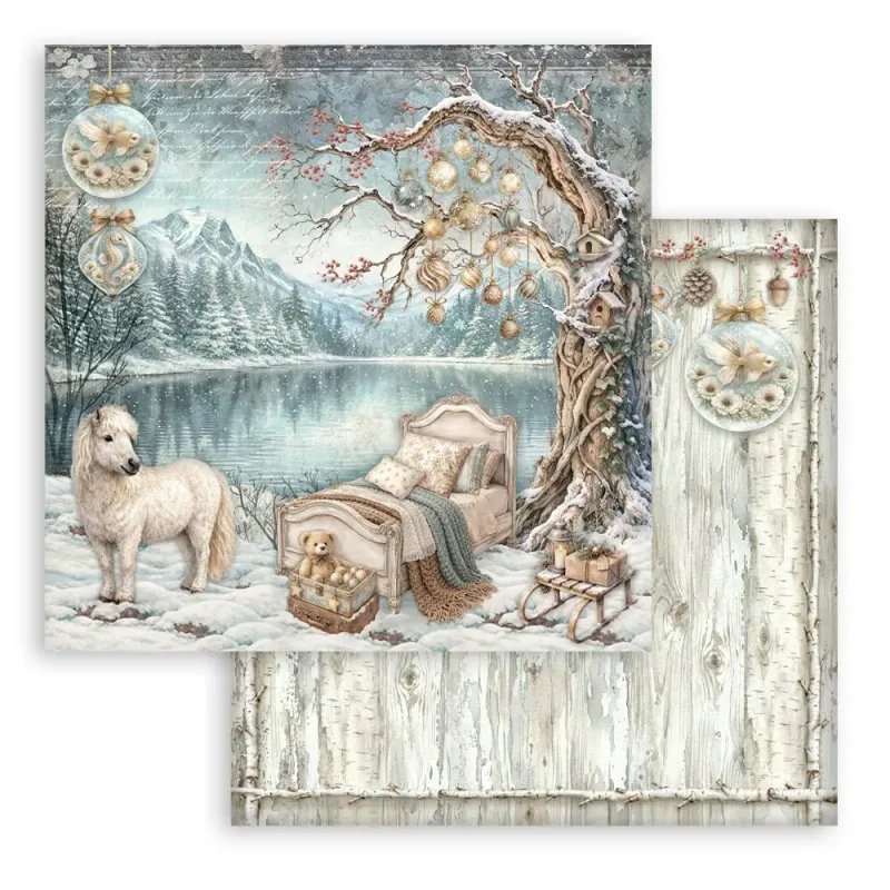 Stamperia White Christmas Paper Pad 8 × 8