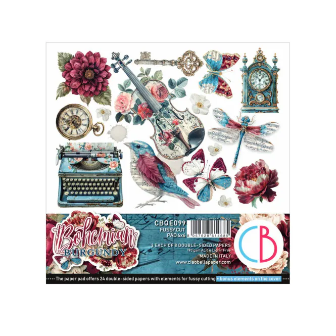 Hovedbilde Ciao Bella – Bohemian Burgundy Fussy Cut ...