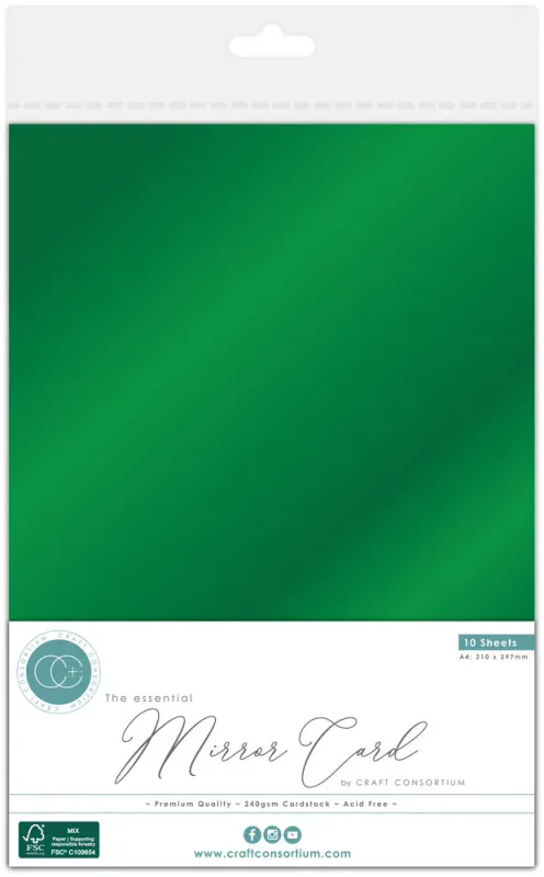 Craft Consortium The Essential Mirror Card A4 Green (10 stk)