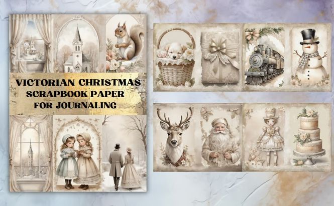 Hovedbilde Victorian Christmas Scrapbook Paper – ...