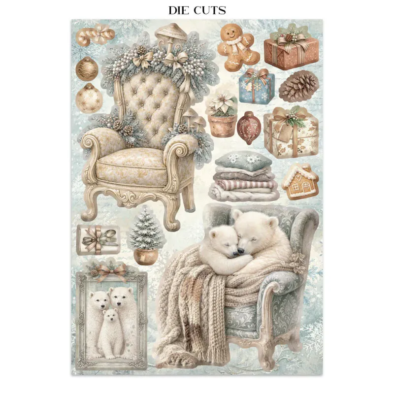 Stamperia – White Christmas Junk Journal – Stickers, Backgrounds & Cut Outs