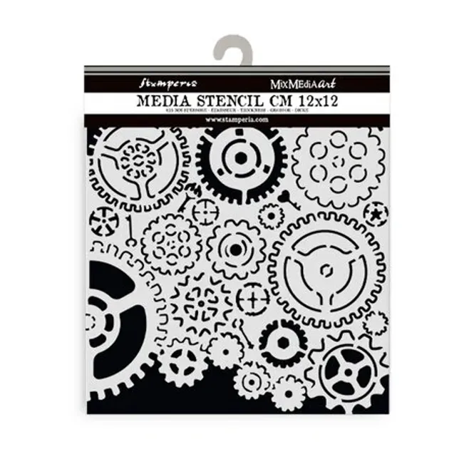 Hovedbilde Stamperia Thick Stencil – Gears Pattern ...