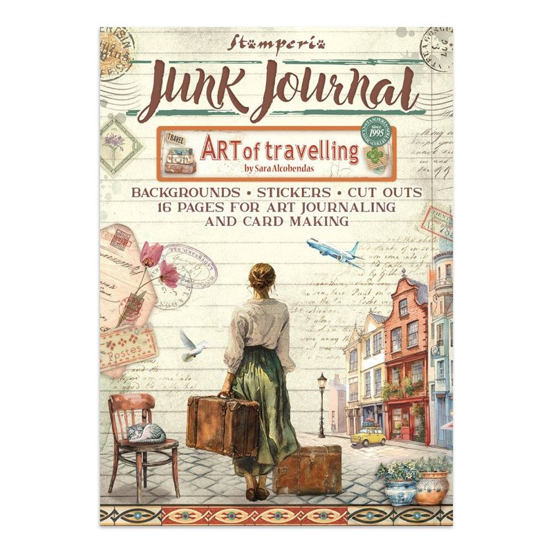 Stamperia Art Of Traveling Junk Journal Stickers, Cut-outs, Background