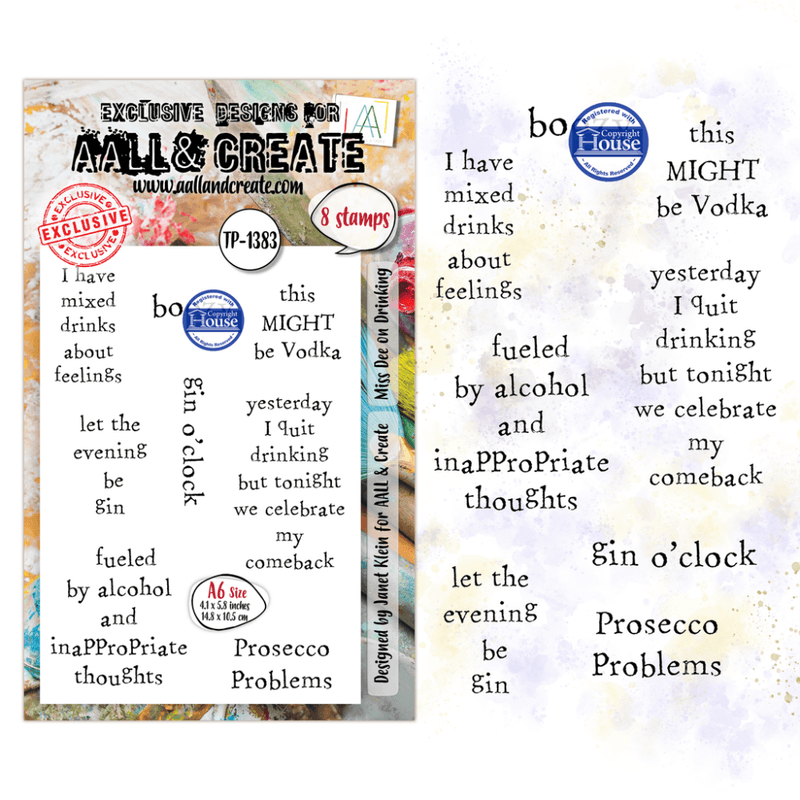 AALL & Create A6 Clear Stamp Set – Miss Dee on Drinking – TP-1383