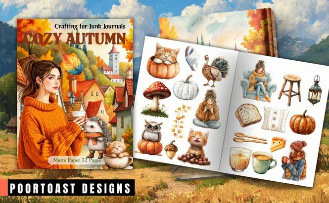 Hovedbilde Cozy Autumn Ephemera Book – Poortoast / ...