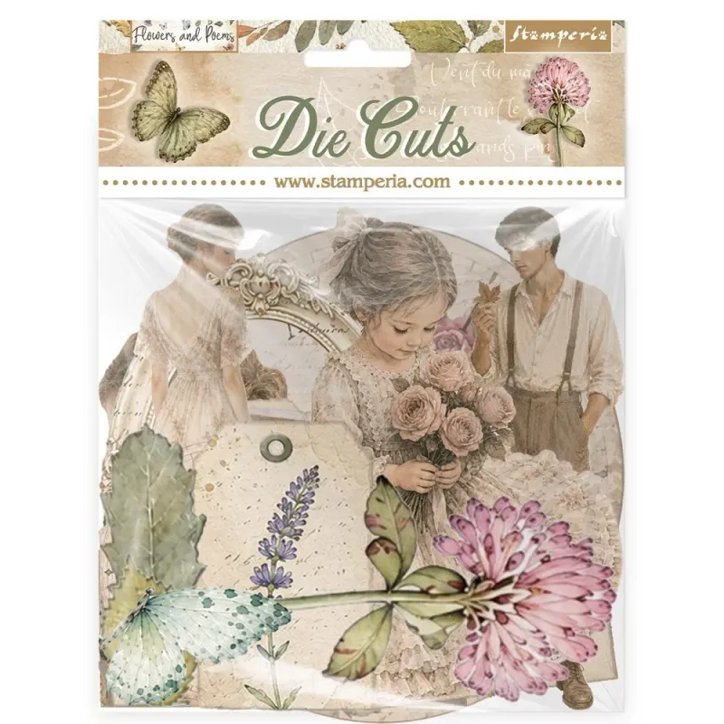 Stamperia Flowers and Poems – Die Cuts / Utstansede papirdekorasjoner – DFLDC144