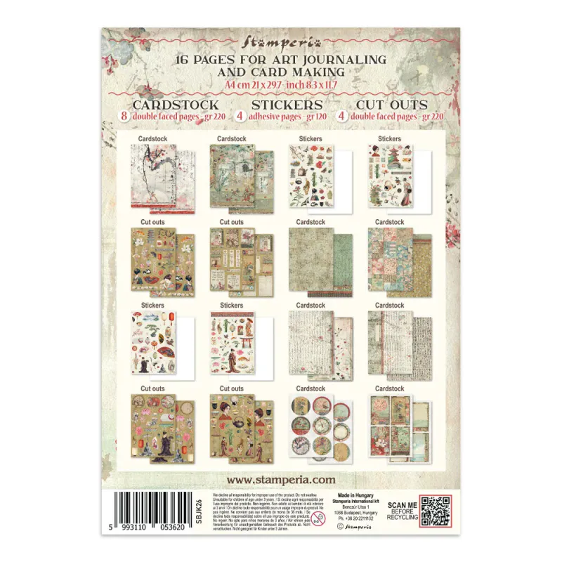 Stamperia – Oriental Garden Junk Journal – Stickers, Backgrounds & Cut Outs