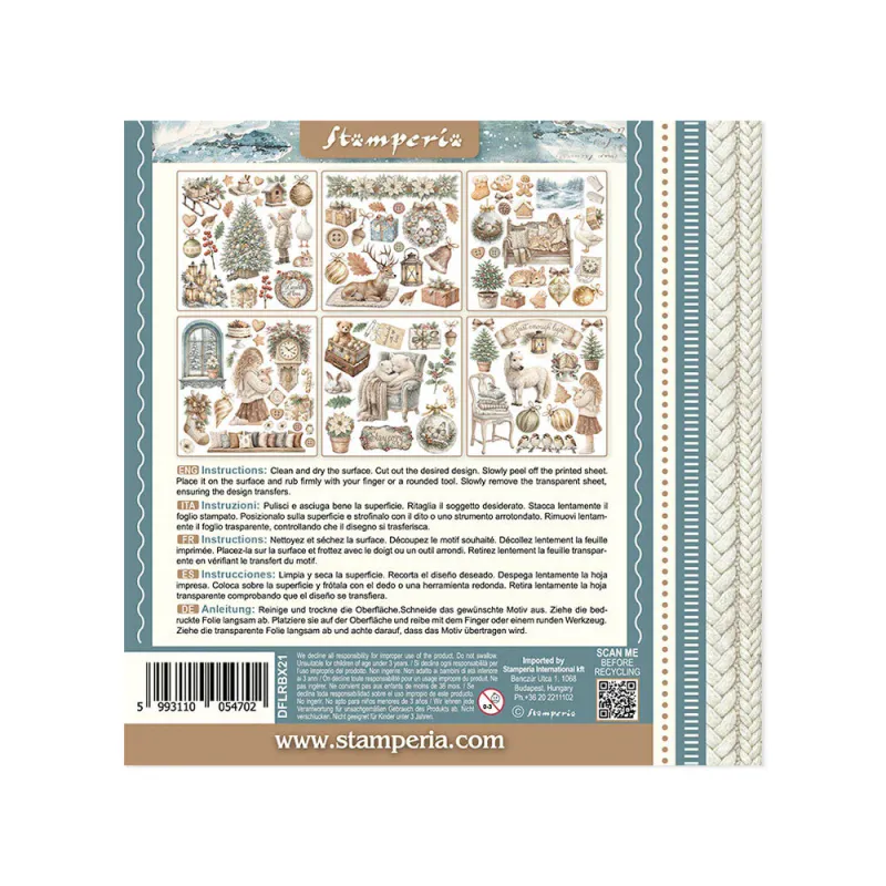 Stamperia – White Christmas Rub-On Kit (6 ark)