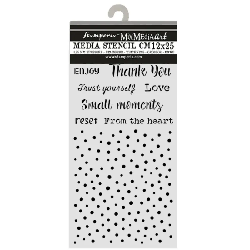 Stamperia – Cozy Family Thick Stencil Writings and Dots 12 × 25 cm