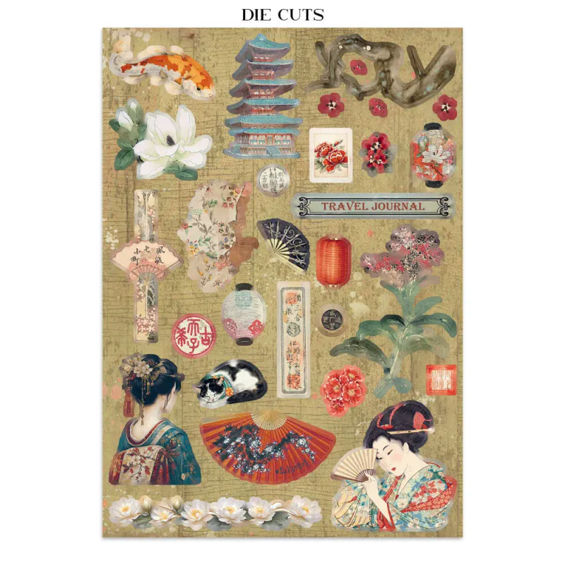Stamperia – Oriental Garden Junk Journal – Stickers, Backgrounds & Cut Outs